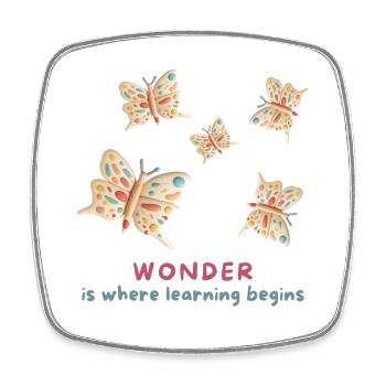 Wonder is where learning begins - Square fridge magnet - white - Front