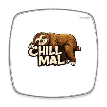 Chill Mal Sloth Illustration - Viereckiger Kühlschrankmagnet - Weiß - Vorne