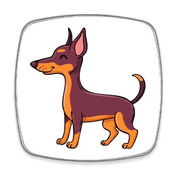 Kleiner Pinscher (Comic) - Viereckiger Kühlschrankmagnet - Weiß - Vorne