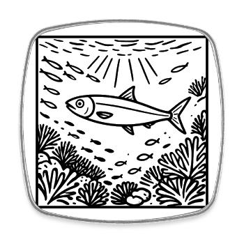 Sardine im Meer - Viereckiger Kühlschrankmagnet - Weiß - Vorne