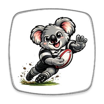 Cute koala playing rugby - Square fridge magnet - white - Front