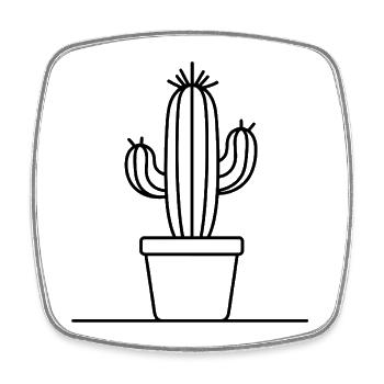 Kaktus One Line Blumentopf Pflanzenmotiv - Viereckiger Kühlschrankmagnet - Weiß - Vorne