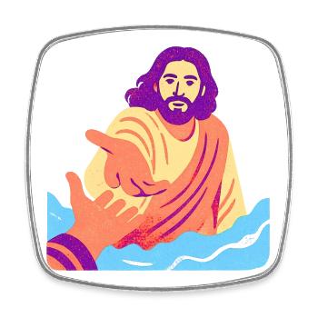Jesus – Retro Pop Art - Viereckiger Kühlschrankmagnet - Weiß - Vorne