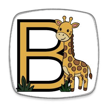Giraffe Großbuchstabe B - Viereckiger Kühlschrankmagnet - Weiß - Vorne