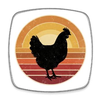 Retro Huhn Sunset Vintage - Viereckiger Kühlschrankmagnet - Weiß - Vorne