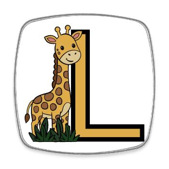 Giraffe and L Print - Square fridge magnet - white - Front
