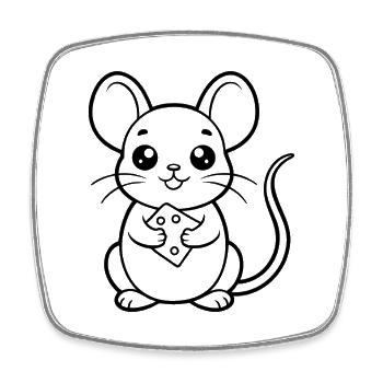 Baby Maus mit Käse - Viereckiger Kühlschrankmagnet - Weiß - Vorne