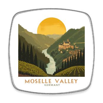 Moselle Valley | Vintage Travel Poster - Viereckiger Kühlschrankmagnet - Weiß - Vorne