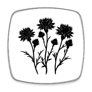 Botanische Kornblume - Viereckiger Kühlschrankmagnet - Weiß - Vorne