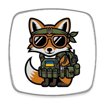 Ukraine Combat Fox - Viereckiger Kühlschrankmagnet - Weiß - Vorne