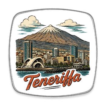 Teneriffa Skyline Mt Teide - Viereckiger Kühlschrankmagnet - Weiß - Vorne