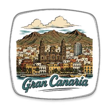 Gran Canaria Küstenpanorama - Viereckiger Kühlschrankmagnet - Weiß - Vorne