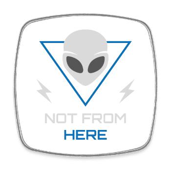 Alien UFO Sci-Fi Outsider - Viereckiger Kühlschrankmagnet - Weiß - Vorne