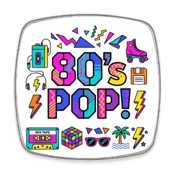 80er-Jahre-Neon-Pop-Vibe - Viereckiger Kühlschrankmagnet - Weiß - Vorne
