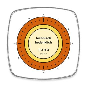 Technischer Warnstempel Toro - Viereckiger Kühlschrankmagnet - Weiß - Vorne