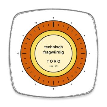 Technisch fragwürdig Toro Prüfsiegel - Viereckiger Kühlschrankmagnet - Weiß - Vorne