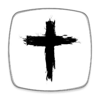 Christen Kreuz Minimal - Viereckiger Kühlschrankmagnet - Weiß - Vorne