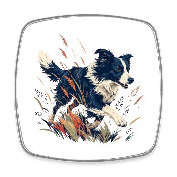 Hund auf der bunten Wiese - Viereckiger Kühlschrankmagnet - Weiß - Vorne