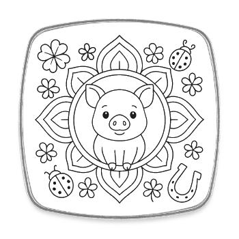 Gluecksbringer Mandala zum ausmalen - Viereckiger Kühlschrankmagnet - Weiß - Vorne