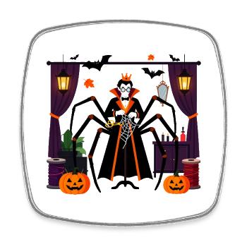 Gekrönte Vampirspinne Halloween-Nacht - Viereckiger Kühlschrankmagnet - Weiß - Vorne