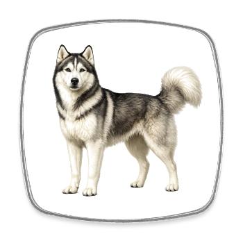 Husky Portrait im Nebel - Viereckiger Kühlschrankmagnet - Weiß - Vorne