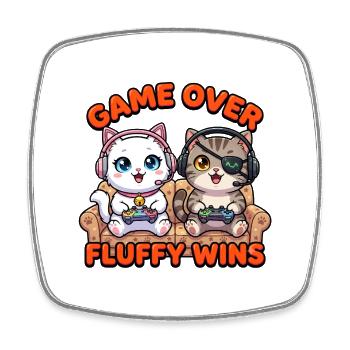 Game Over Fluffy Wins Katzen - Viereckiger Kühlschrankmagnet - Weiß - Vorne