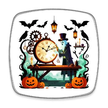 Steampunk Ghost Uhrmacher Halloween - Viereckiger Kühlschrankmagnet - Weiß - Vorne