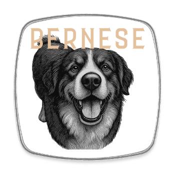 Chien de montagne bernois vintage - Magnet carré - blanc - Devant