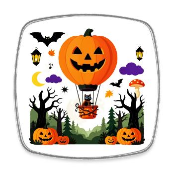 Pumpkin Balloon Halloween-Flug - Viereckiger Kühlschrankmagnet - Weiß - Vorne