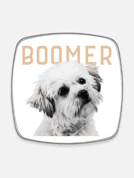 Boomer Dog Vintage - Square fridge magnet - white