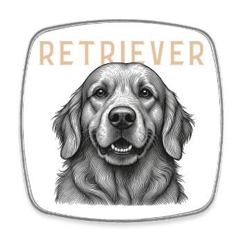 Retriever Dog Vintage - Viereckiger Kühlschrankmagnet - Weiß - Vorne