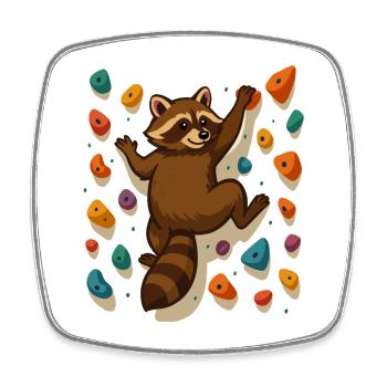 Kletternder Waschbär: Kunstvolles Bouldern - Viereckiger Kühlschrankmagnet - Weiß - Vorne