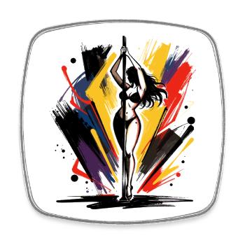 Pole Dance Kunst: Abstrakte Bunte Tänzerin - Viereckiger Kühlschrankmagnet - Weiß - Vorne