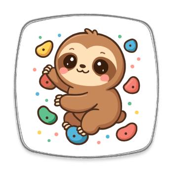 Süßes Kawaii Faultier beim Klettern & Bouldern - Viereckiger Kühlschrankmagnet - Weiß - Vorne