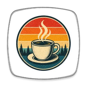 Coffee Retro Badge Vintage-Stil Grafik - Viereckiger Kühlschrankmagnet - Weiß - Vorne