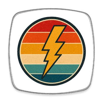 Lightning Retro Badge Vintage-Stil Grafik - Viereckiger Kühlschrankmagnet - Weiß - Vorne