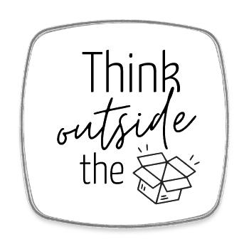 Ideenkiste - Think outside ... - Viereckiger Kühlschrankmagnet - Weiß - Vorne