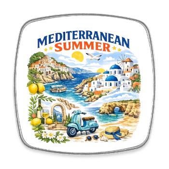 Mittelmeer-Sommerroller Côte Bleue - Viereckiger Kühlschrankmagnet - Weiß - Vorne