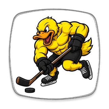 Entschlossene Ente beim Eishockey Spielen Comic - Viereckiger Kühlschrankmagnet - Weiß - Vorne