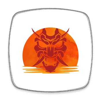 Wächter des Sonnenuntergangsdrachens 侍 - Viereckiger Kühlschrankmagnet - Weiß - Vorne