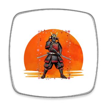 Samurai Sentinel in Crimson Armor - Square fridge magnet - white - Front