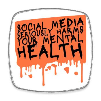 Social Media Seriously Harms Mental Health Saying - Square fridge magnet - white - Front