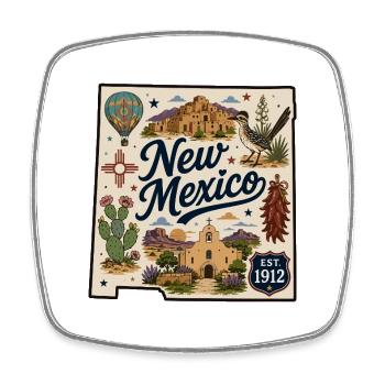 New Mexico Land of Enchantment Vintage Sticker - Square fridge magnet - white - Front