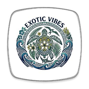 Exotische Vibes 🐢 Sammlung Textil Tatau - Viereckiger Kühlschrankmagnet - Weiß - Vorne