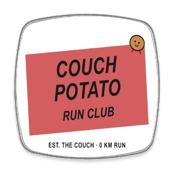 Couchpotato Laufclub - Viereckiger Kühlschrankmagnet - Weiß - Vorne