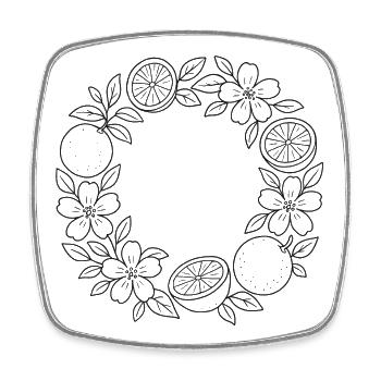 Orangen Blumenkranz zum ausmalen - Viereckiger Kühlschrankmagnet - Weiß - Vorne