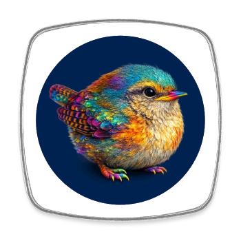 Colorful rainbow bird - Square fridge magnet - white - Front