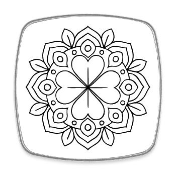 vierblaettriges Kleeblatt Mandala zum ausmalen - Viereckiger Kühlschrankmagnet - Weiß - Vorne