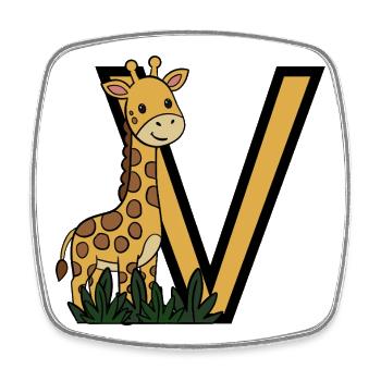 Giraffe im Dschungel mit Großem V - Viereckiger Kühlschrankmagnet - Weiß - Vorne