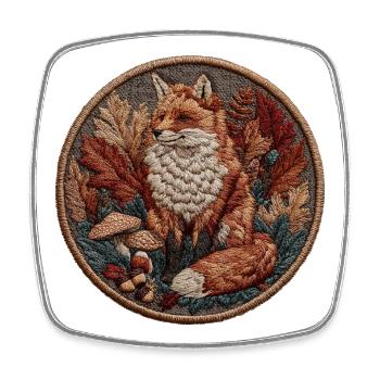 Fuchs Patch im Herbstlaub - Viereckiger Kühlschrankmagnet - Weiß - Vorne